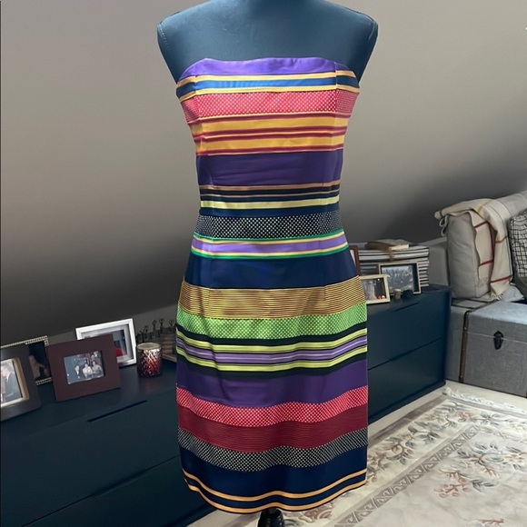 J. McLaughlin Multicolor Strapless Dress Size 0 or Petite S - Picture 1 of 7